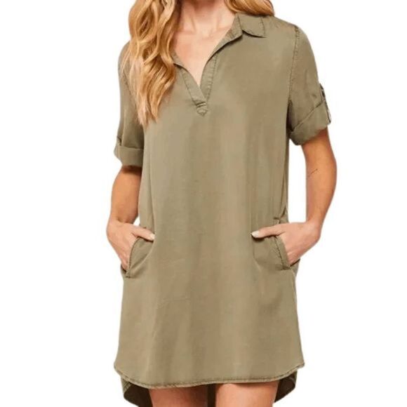 EUC Thread and Supply Lucy Boho Shift Sage Green Dress - Picture 4 of 10